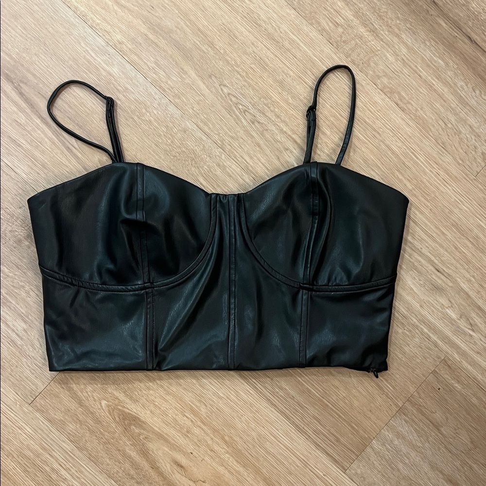 Express Black Faux Leather Top